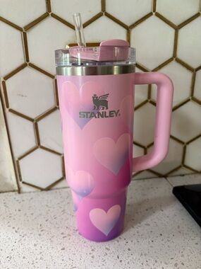 Stanley Pink Ombre Heart Travel Mug with Handle